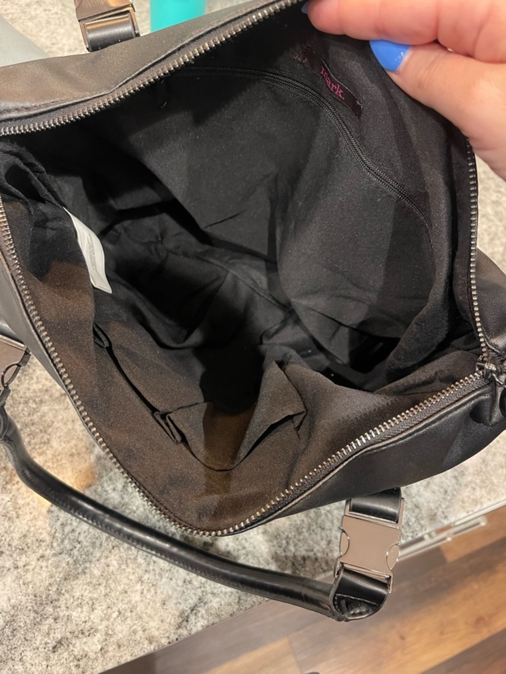 mark. Black Faux Leather Top-Handle Shoulder Bag - Picture 5 of 5